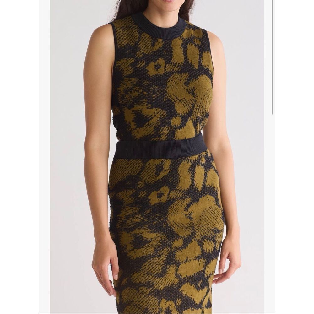 DKNY green and black abstract sweater tank- size s